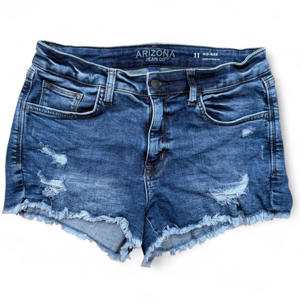 Arizona Jean Co. Distressed Denim Shorts Size 11 Summer Festival Cutoff Raw Hem